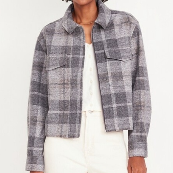 Gray Plaid Utility Jacket - Picture 1 of 4